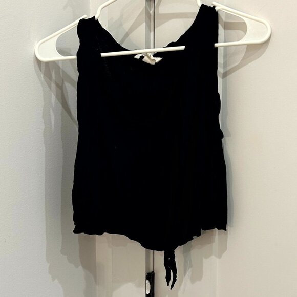 H&M Tied Front Black Crop Top Tank - Size S - Picture 1 of 3